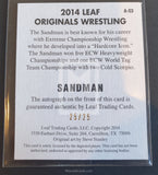2014 Leaf Wrestling Sandman A-S3 Alternative Autograph Yellow Parallel Trading Card Back