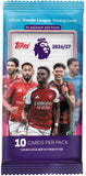 Topps Official Premier League Trading Cards Flagship Edition 2026/27 card pack, featuring player photos of Arsenal and Manchester City football stars on a blue and purple package.