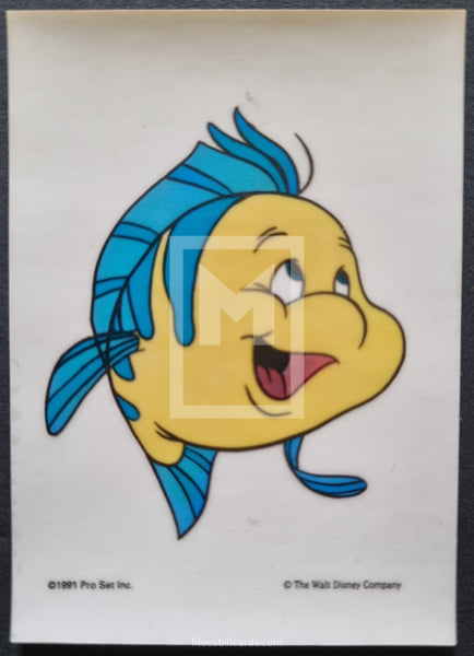 1991 Proset Disney The Little Mermaid Stick ems Flounder Trading Card Front