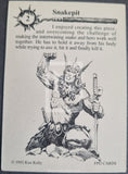Card featuring a black and white illustration of a warrior with a snake, text about the artwork, and '1992 Ken Kelly FPG Cards' at the bottom.