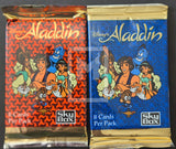 Two 'Aladdin' trading card packs from SkyBox on a black background