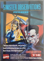 1994 X-Men Fleer Ultra Insert Sinister Observations Trading Card 7 of 10 Psylocke Back