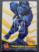 1995 Fleer Marvel Ultra Suspended Animation 7 of 10 Beast Trading Card Back