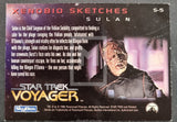 1995 Skybox Star Trek Voyager Season 1 Series 2 Insert Trading Card Xenobio Sketches S-5 Sulan Back