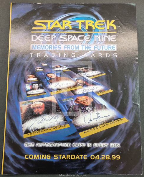 1999 Skybox Star Trek Deep Space Nine Memories of the Past Trading Card Dealer Sell Sheet Front
