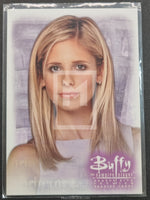 Trading card featuring a character from 'Buffy the Vampire Slayer' with a purple border.