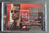2003 Comic Images Terminator 3 T-Worn Trading Card T1 Arnold Schwarzeneggar Shirt Back