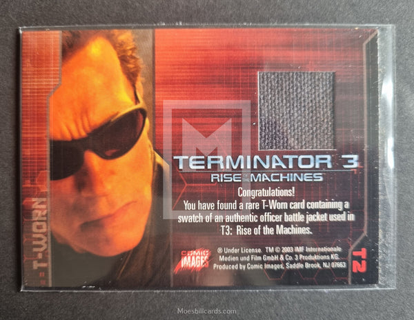 2003 Comic Images Terminator 3 T-Worn Trading Card T2 Officers Battle Jacket Back