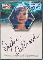 Trading card featuring Daphne Ashbrook as Dr. Grace Holloway from Doctor Who, with a signature below.