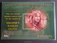 2003 Topps Lord of the Rings Two Towers Collectors Update Movie Memorabilia Trading Card Faramir's Ranger Outfit Back