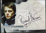 Autographed trading card of Rupert Evans as Agent John Myers with 'Inkworks' branding.