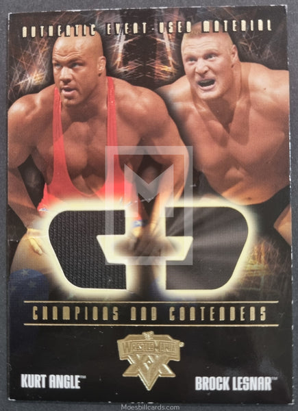 2004 Fleer WWE Wrestling Wrestlemania 20 XX Authentic Event Used Material Trading Card Champions_ Contenders Memorabilia CCS-KA Kurt Angle Front