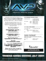 2004 Inkworks Alien Vs Predator AvP Promo Trading Card Dealer Sell Sheet Back