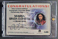 2004 Rittenhouse Archives James Bond Quotable Autograph Trading Card A46 Maria Grazia Cucinotta as Cigar Girl Back