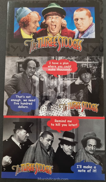 2005-Breygent-Marketing-The-Three-Stooges-Collector-Insert-Trading-Card-Wooden-Box-Exclusives-WB-1-WB-3-Oversized-Front