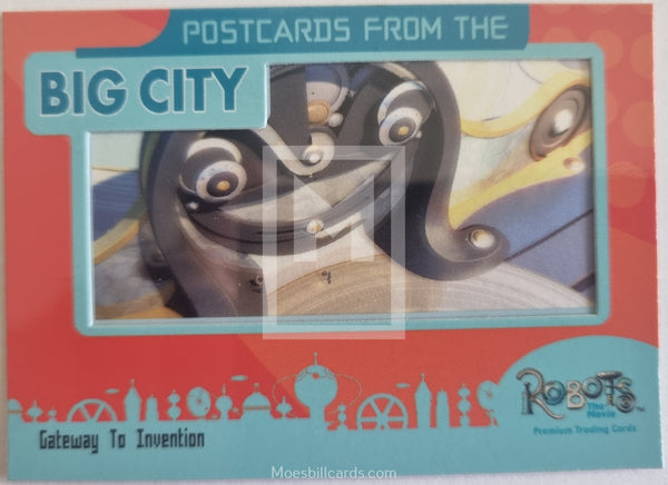 2005-Inkworks-Robots-The-Movie-Insert-Trading-Card-Postcards-from-the-Big-City-Film-PC-1-Front