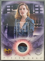 Trading card featuring a character from 'Buffy the Vampire Slayer' with a circular design and 'Pieceworks' text.