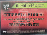 2006 Topps WWE Insider Autograph Trading Card Gregory Helms Back