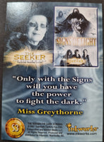 Promotional material for 'The Seeker' with text and images of a woman and movie title.