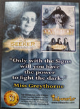 Promotional material for 'The Seeker' with text and images of a woman and movie title.