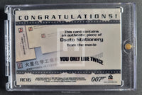 2007 Rittenhouse Archives James Bond The Complete Costume Relic Trading Card RC16 Osato Stationery You Only Live Twice Back