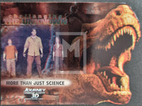 Trading card featuring a dinosaur and three people with text 'Challenging the Unknown' and 'More than Just Science'.