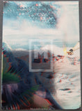 Abstract art with colorful patterns and a blurred background
