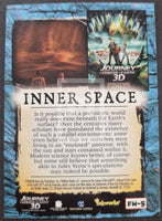 Trading card with 'Journey to the Center of the Earth 3D' movie poster and text about prehistoric worlds.