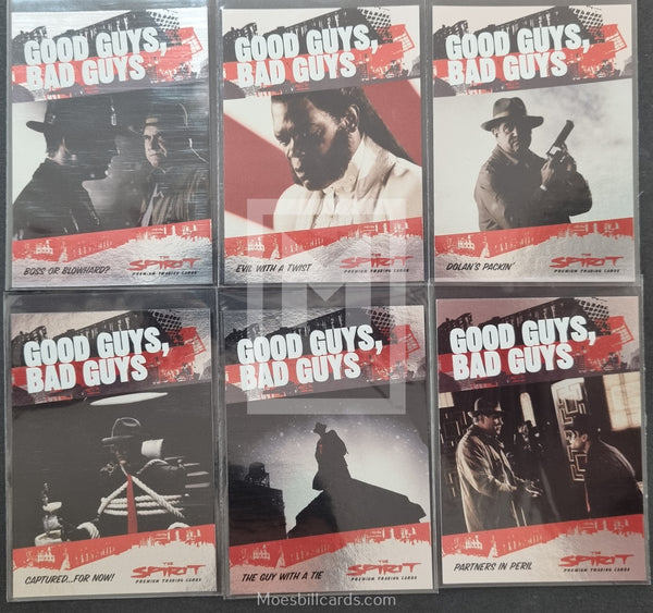 Collection of 'Good Guys, Bad Guys' trading cards from the Spirit series.