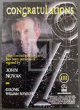 Star Trek trading card featuring John Novak as Colonel William Ronson with 'Congratulations' text and signature.