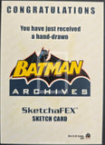 Batman Archives SketchaFEX Sketch Card with congratulatory text on a beige background