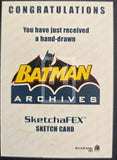 Batman Archives SketchaFEX Sketch Card packaging with bat logo and text on beige background