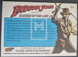 Trading card featuring Indiana Jones from 'Raiders of the Lost Ark' with text and graphics.