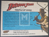 Trading card featuring Indiana Jones and the Temple of Doom with text and illustration.