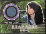 Trading card featuring Vala Mal Doran from Stargate SG-1 with a green and purple design.