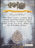 Harry Potter costume card with text and Hogwarts crest
