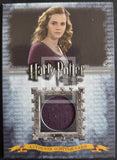 Harry Potter costume card with a character's portrait and fabric swatch on a decorative background