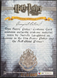 Harry Potter costume card with text and Hogwarts crest