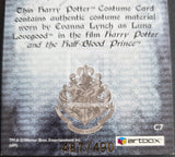 Harry Potter costume card with text and Hogwarts crest on a gray background