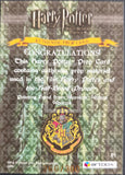 Harry Potter themed prop card with decorative text and Hogwarts crest.