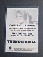 2012 Rittenhouse Archives James Bond 50th Anniversary Series 1 Autograph Trading Card Full Bleed Mollie Peters as Patricia Fearing Thunderball Back