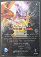 2014 Cryptozoic Entertainment DC Epic Battles Insert Trading Card Metal Parallel 14 Panic in the Sky Back