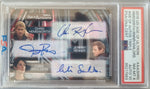 Trading card with autographs of Chris Hemsworth, Jeremy Renner, and Cobie Smulders, featuring a PSA grading label.