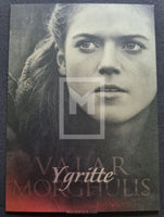 Card featuring a character with a close-up of the face and text 'Ygritte' on a dark background.