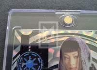 2015 Topps Star Wars High Tek Autograph Trading Card 49 Bai Ling as Bana Breemu Cloud Diffractors Parallel Form 1 Pattern 1 Emperors Throne Room Window Number