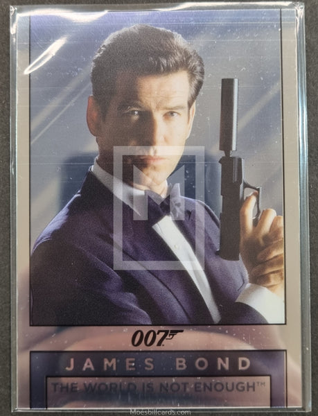2016 Rittenhouse Archives James Bond Classics Insert Trading Card 007 Double Sided Mirror M19 The World is Not Enough Pierce Brosnan and Renard Front