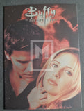 Trading card featuring characters from 'Buffy the Vampire Slayer' with a dark background.
