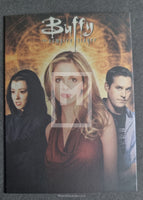 Trading card featuring characters from 'Buffy the Vampire Slayer' with Buffy in the center.