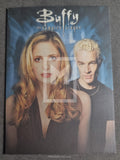 Trading card featuring two characters from 'Buffy the Vampire Slayer' with a blue gradient background.