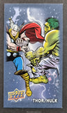 Thor and Hulk trading card from Upper Deck featuring a fight between the two characters.